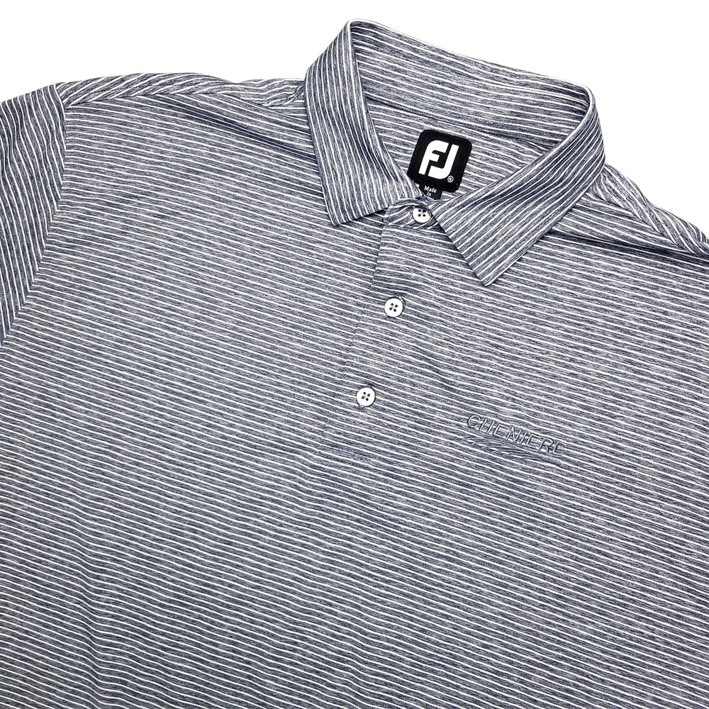 FootJoy Polo Shirt Mens XL Blue Stripe Cheniere Golf Performance Stretch Top
